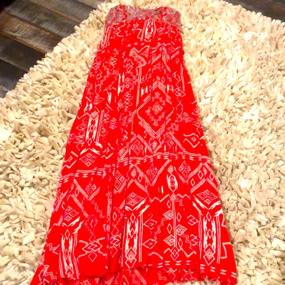 Coral strapless sundress